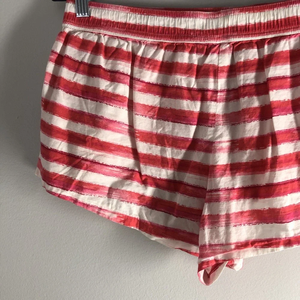 Victoria's Secret Womens Size Medium‎ Pajama Shorts Red Pink Paint Stripes Comfy